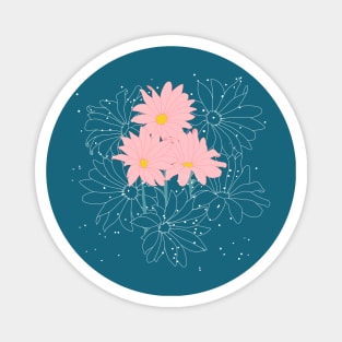 Pink Spring Flowers - Green Magnet